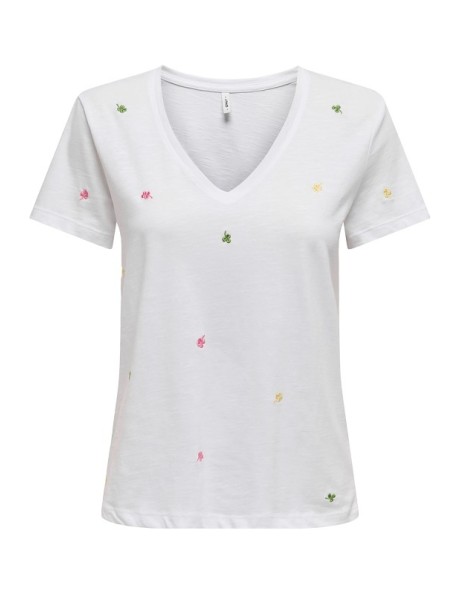 Camiseta cuello en V . ONLKETTY LIFE S/S V-NECK TOP BOX JRS