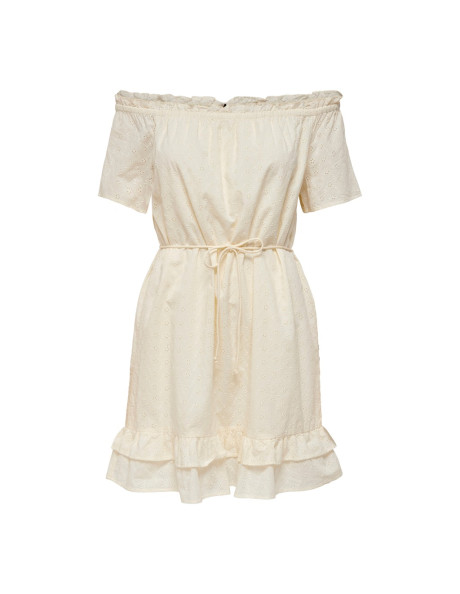 ONLSANDY OFF SHOULDER EMB DRESS WVN