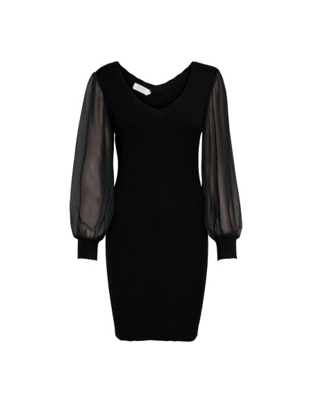 ONLJENNY L/S WOVEN MIX V-NECK  DRESS KNT