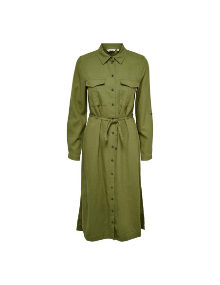 ONLCARO LS LINEN BL L SHIRT DRESS CC PNT