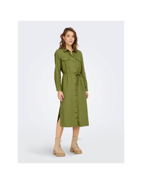ONLCARO LS LINEN BL L SHIRT DRESS CC PNT