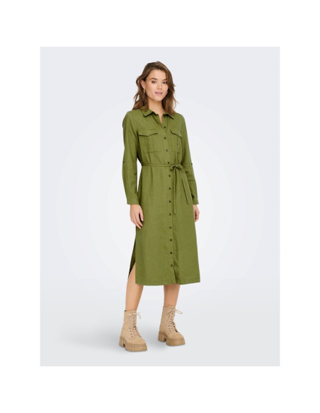 ONLCARO LS LINEN BL L SHIRT DRESS CC PNT