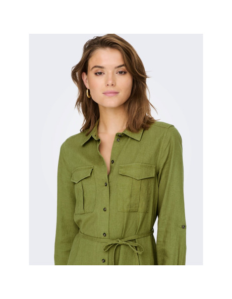 ONLCARO LS LINEN BL L SHIRT DRESS CC PNT