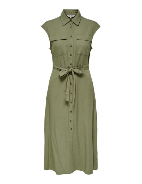 Vestido largo lino . ONLLIMA S/L LINEN BL LONG BELT DRESS PNT