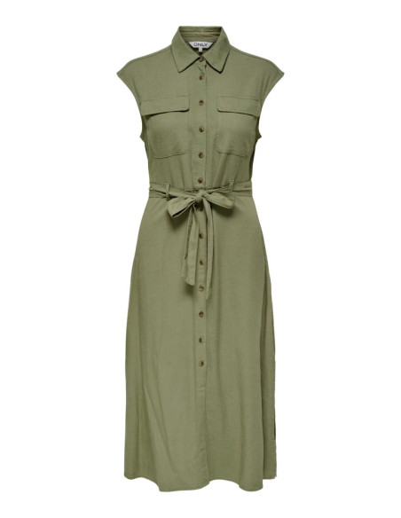 Vestido largo lino . ONLLIMA S/L LINEN BL LONG BELT DRESS PNT