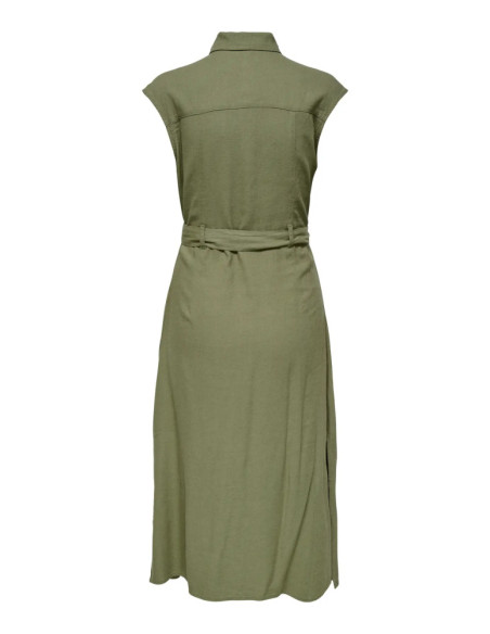 Vestido largo lino . ONLLIMA S/L LINEN BL LONG BELT DRESS PNT