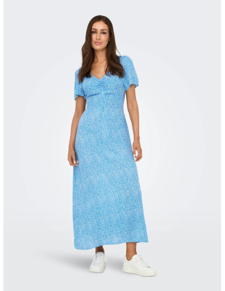 Vestido largo. ONLANCONA SS V-NECK DRESS MOCH WVN
