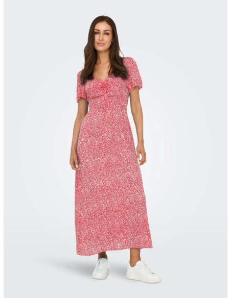 Vestido largo. ONLANCONA SS V-NECK DRESS MOCH WVN
