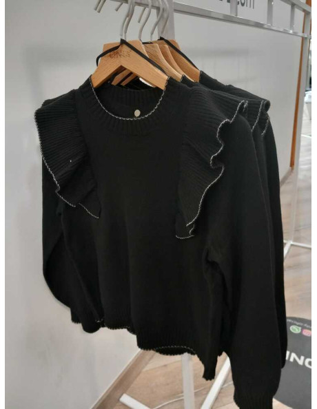 Jersey jarretas  ONLAMA LIFE LS O-NECK RUFFLE CC KNT