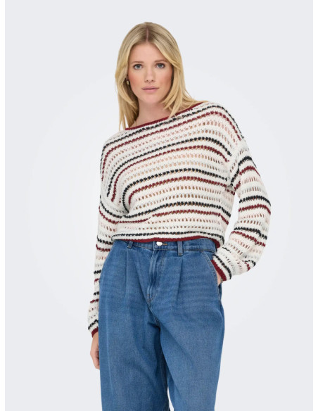 Jersey . ONLGEENA LS SHORT STRIPE BOATNECK CC KNT