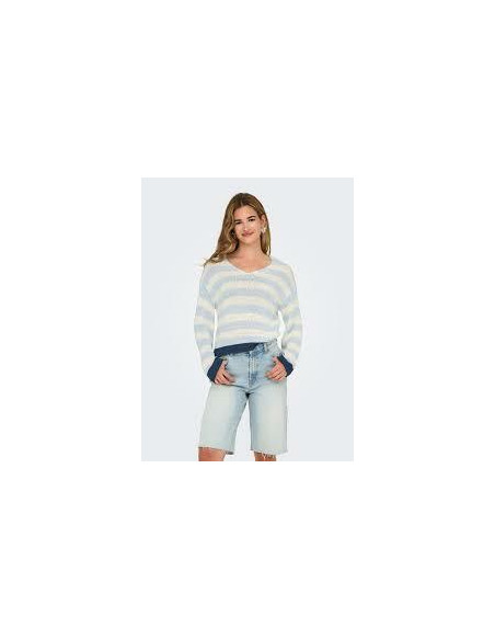 Jersey rayas. ONLGEENA 7/8 REVERSE V-NECK CC KNT