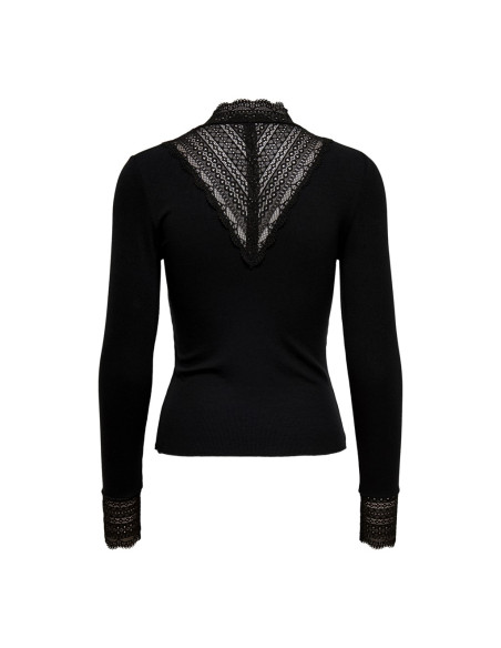 Top  encaje .ONLTILDE L/S HIGH NECK LACE TOP JRS NOOS