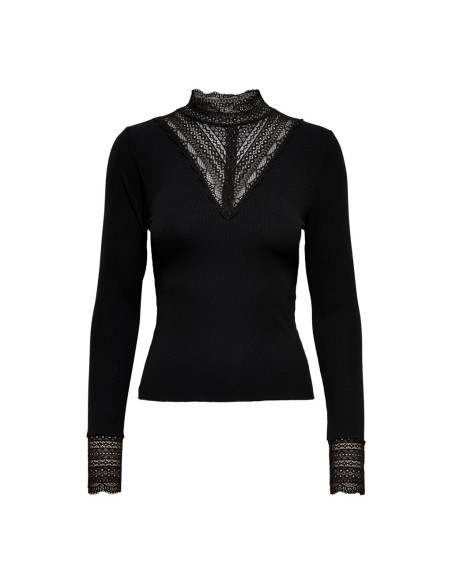 Top  encaje .ONLTILDE L/S HIGH NECK LACE TOP JRS NOOS