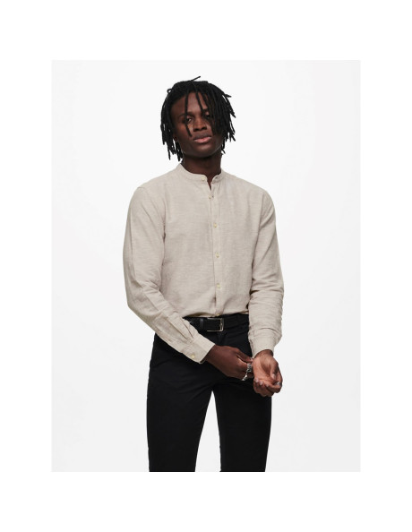 Camisa lino cuello mao . ONSCAIDEN LS SOLID LINEN MAO SHIRT