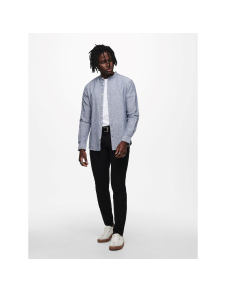 Camisa lino cuello mao . ONSCAIDEN LS SOLID LINEN MAO SHIRT