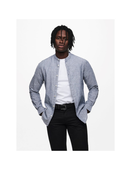 Camisa lino cuello mao . ONSCAIDEN LS SOLID LINEN MAO SHIRT