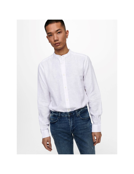 Camisa lino cuello mao . ONSCAIDEN LS SOLID LINEN MAO SHIRT