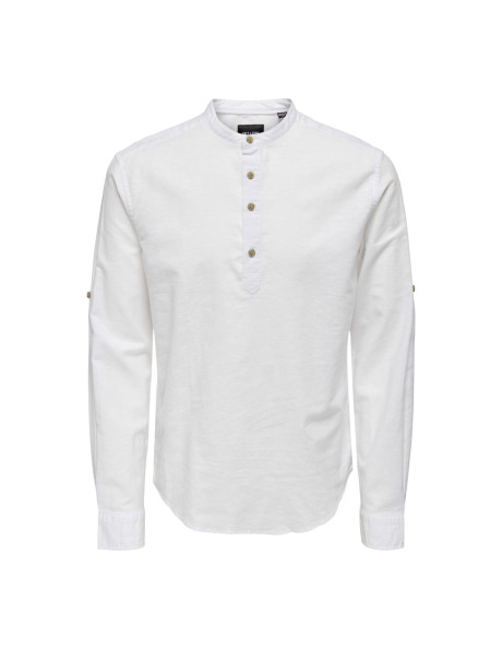 ONSCAIDEN LS HALFPLACKT LINEN SHIRT NOOS