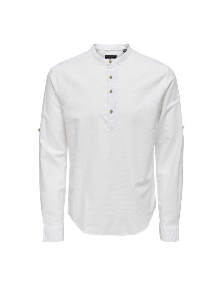 ONSCAIDEN LS HALFPLACKT LINEN SHIRT NOOS