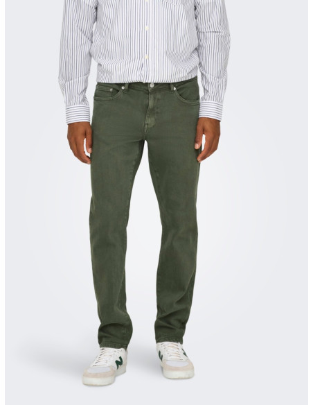 Pantalón vaquero verde . ONSWEFT REG. COLOR BOX DNM
