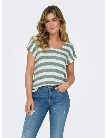 Camiseta cuello pico . ONLLIRA LIFE S/S V-NECK TOP JRS