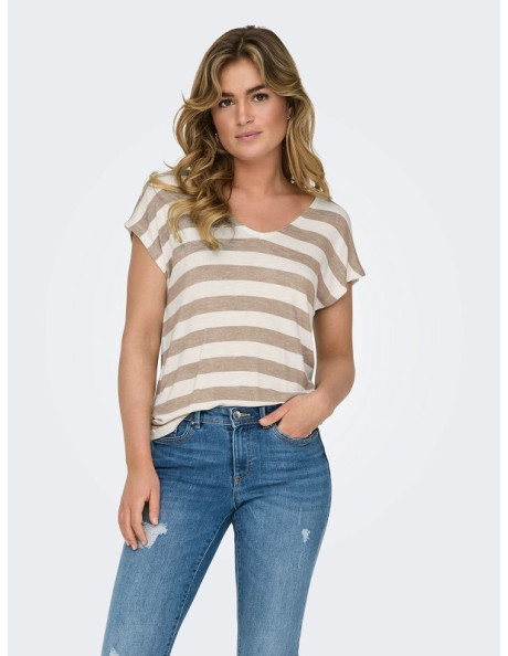 Camiseta cuello pico . ONLLIRA LIFE S/S V-NECK TOP JRS