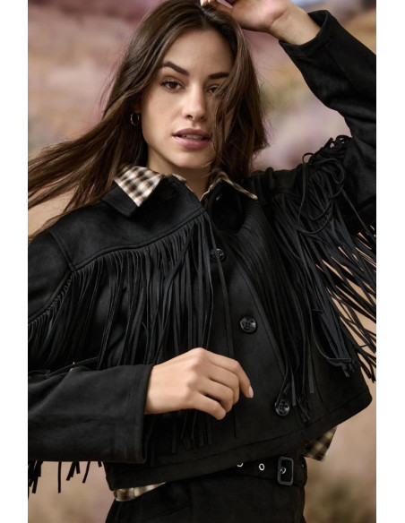 Cazadora corta flecos  . ONLDIANE LIFE FAUX SUEDE FRINGES OTW