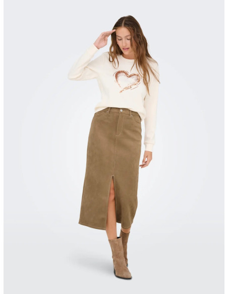 Falda larga antelina . ONLSTINA LIFE MW FAUX SUEDE SKIRT PNT 2
