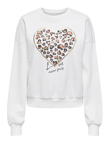 Sudadera corazón love . ONLTAMMIE L/S LEO PRINT O-NECK SWT