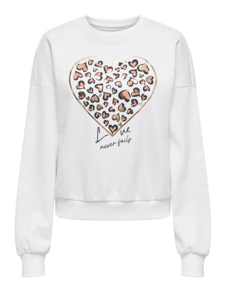 Sudadera corazón love . ONLTAMMIE L/S LEO PRINT O-NECK SWT