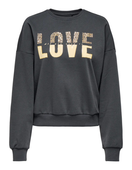 Sudadera corazón love . ONLTAMMIE L/S LEO PRINT O-NECK SWT