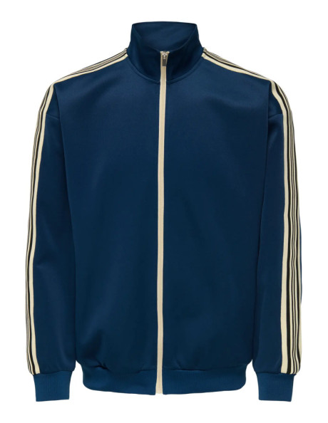 Sudadera cremallera retro . ONSRIBER RLX LS ZIP STRIPE TRACK SWEAT
