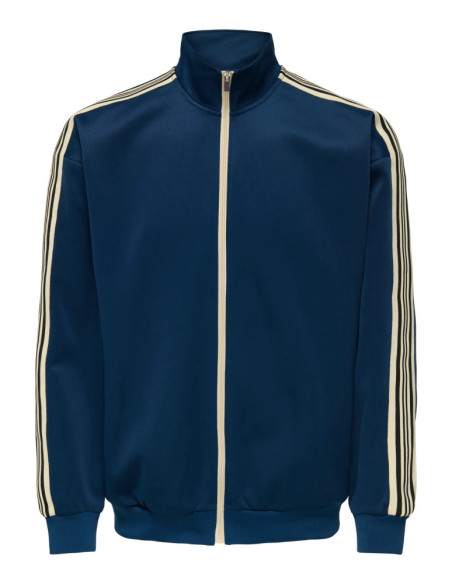 Sudadera cremallera retro . ONSRIBER RLX LS ZIP STRIPE TRACK SWEAT