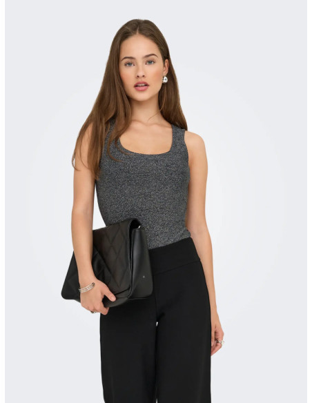 Camiseta sisa glitter . ONLEA GLITTER S/L 2-WAYS TOP JRS NOOS