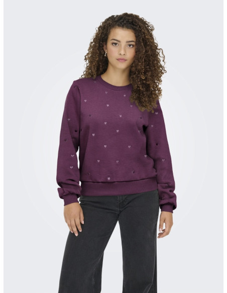 Sudadera corazones .ONLATIKA L/S O-NECK GLITTER EMB. BOX SWT