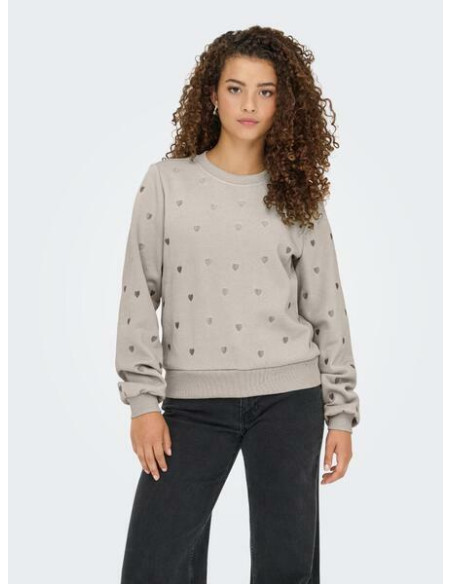 Sudadera corazones .ONLATIKA L/S O-NECK GLITTER EMB. BOX SWT