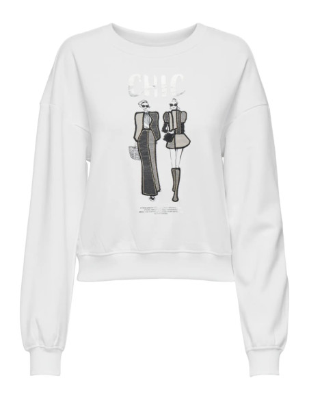 Sudadera . ONLEMILY L/S DENIM PRINT O-NECK SWT