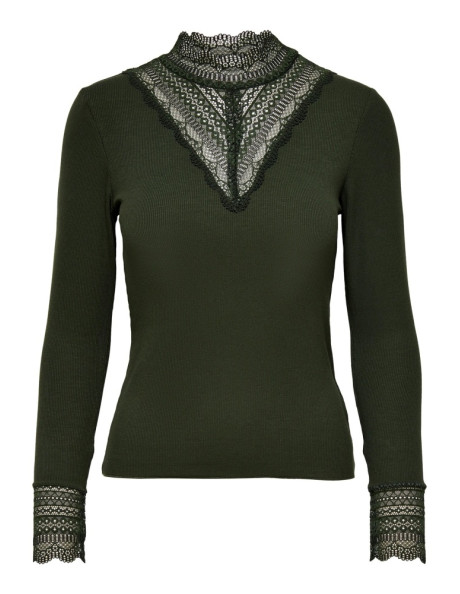 Top  encaje .ONLTILDE L/S HIGH NECK LACE TOP JRS NOOS