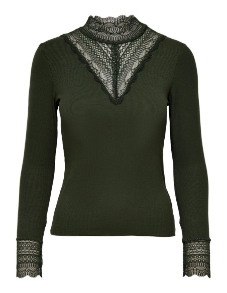 Top  encaje .ONLTILDE L/S HIGH NECK LACE TOP JRS NOOS