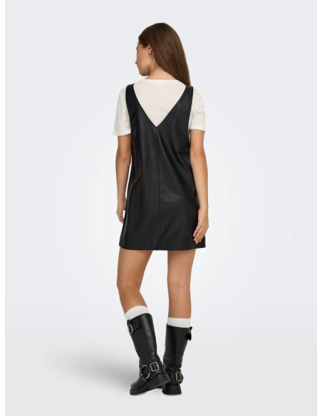 Peto polipiel cuello V . ONLHEIDI FAUX LEATHER DRESS CS OTW