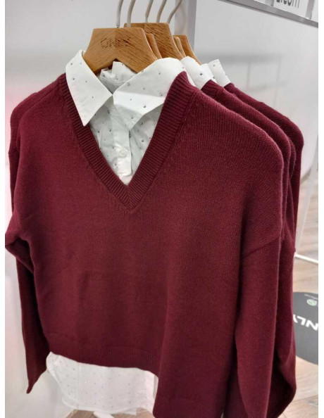 Jersey brillos sobre camisa . ONLDAGMAR LS COLLAR MIX KNT