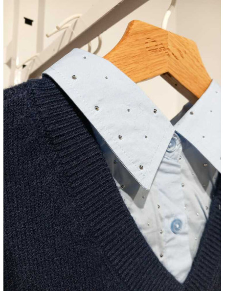 Jersey brillos sobre camisa . ONLDAGMAR LS COLLAR MIX KNT