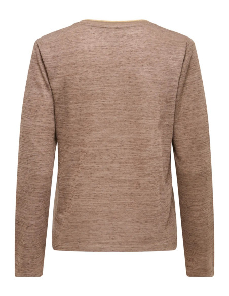 Jersey punto fino hilo dorado .ONLBEATRICE L/S V-NECK TOP BF JRS