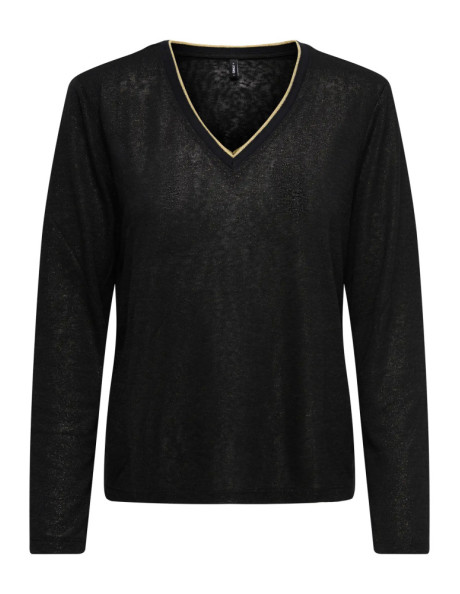 Jersey punto fino hilo dorado .ONLBEATRICE L/S V-NECK TOP BF JRS