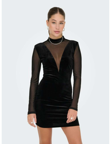 Vestido fiesta .ONLSMOOTH L/S MESH MIX SHORT DRESS JRS