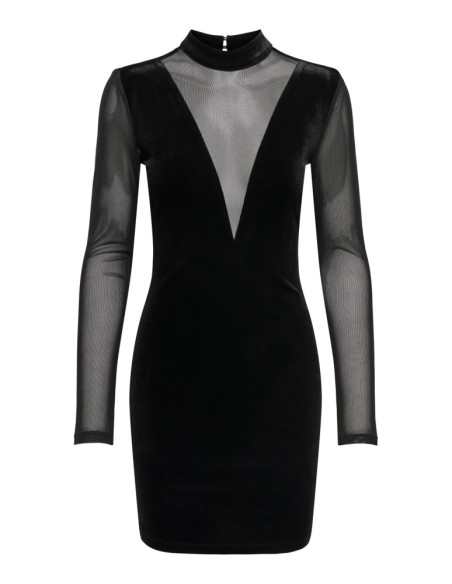 Vestido fiesta .ONLSMOOTH L/S MESH MIX SHORT DRESS JRS