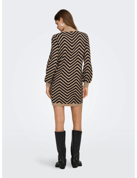 Vestido punto cuello subido . ONLJULIA LS ROLLNEC PATTERN DRESS AT KNT