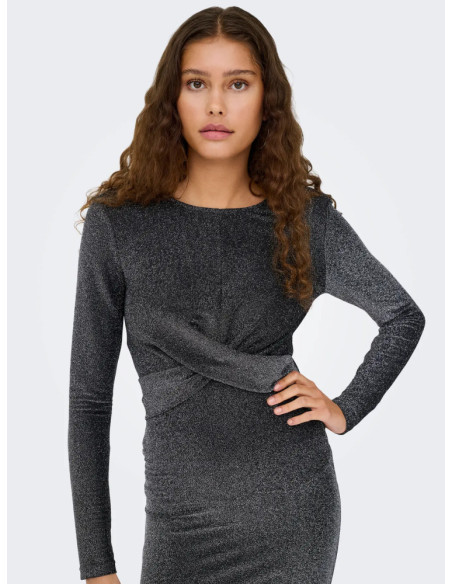 Vestido fiesta glitter . ONLRICH L/S GLITTER TWIST DRESS JRS