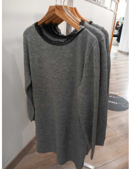 Vestido punto reversible . ONLTAMMY LS REVERS LACE DRESS BF KNT