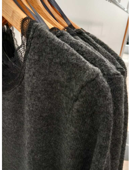 Vestido punto reversible . ONLTAMMY LS REVERS LACE DRESS BF KNT